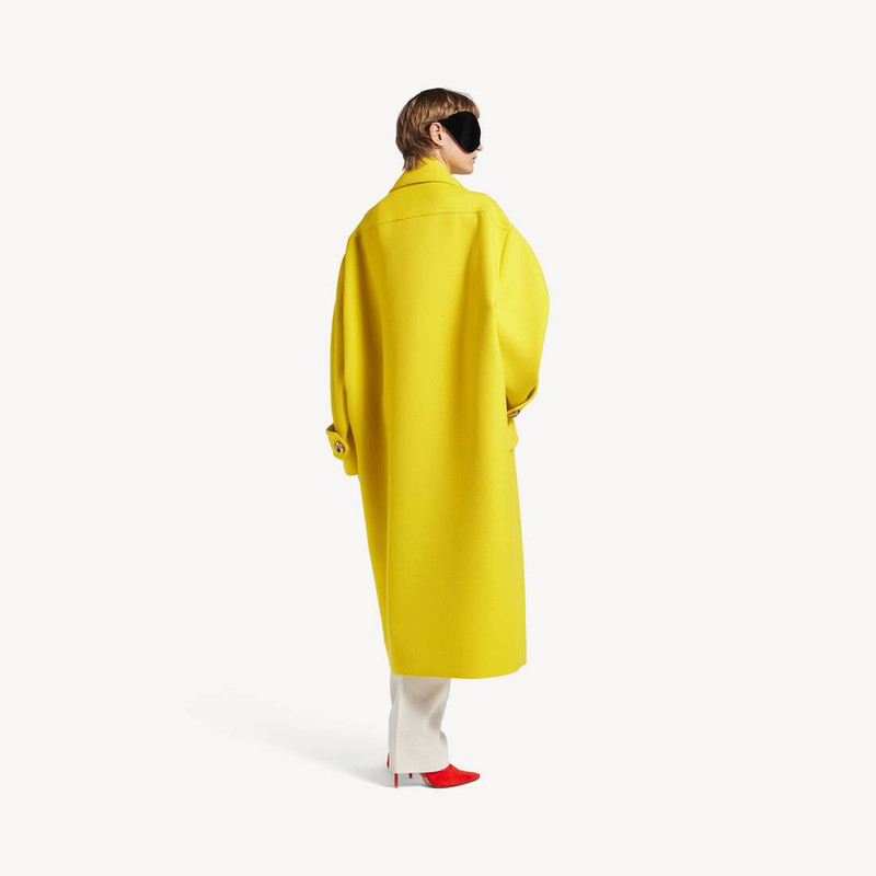 Women's Long Peacoat in Yellow 4