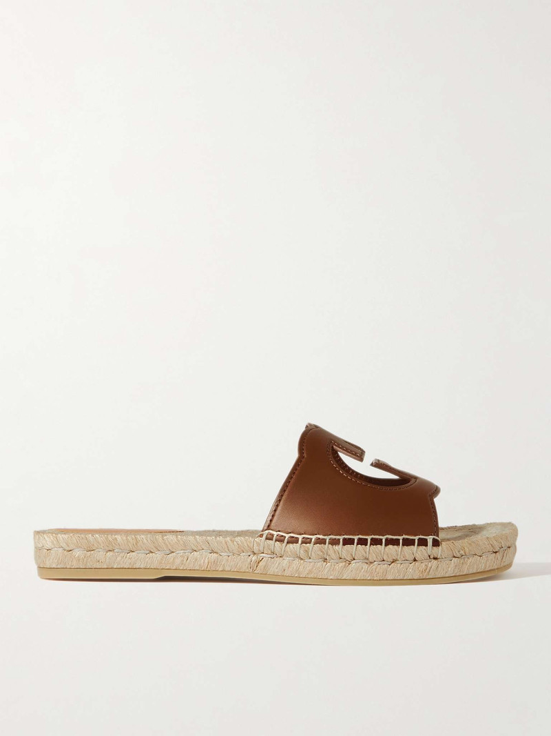 Logo-Cutout Leather Sandals 1