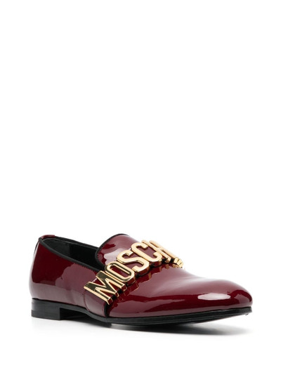 Moschino logo-lettering patent finish loafers outlook