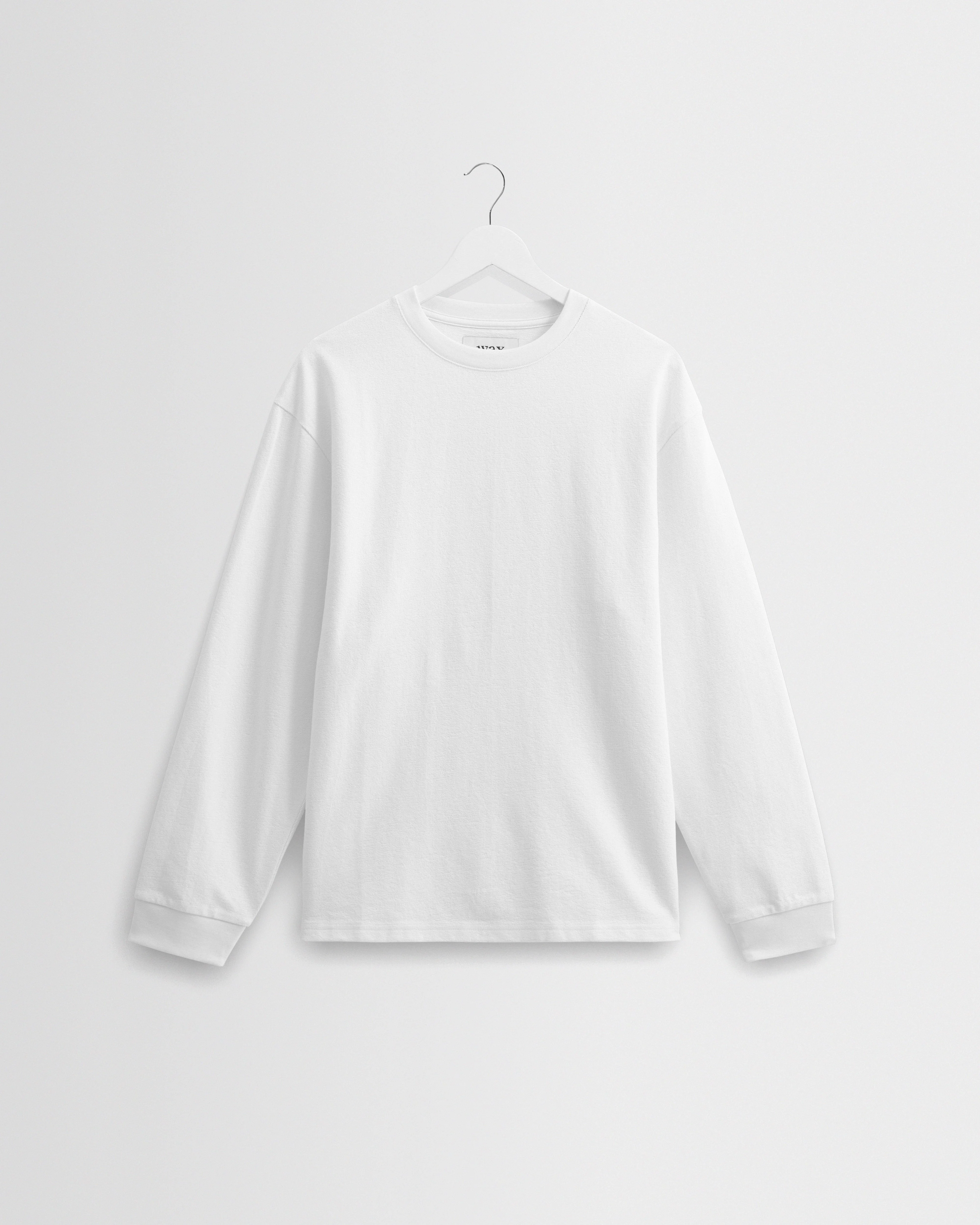 Hayden - White Textured Organic Cotton Long Sleeve T-Shirt - 1