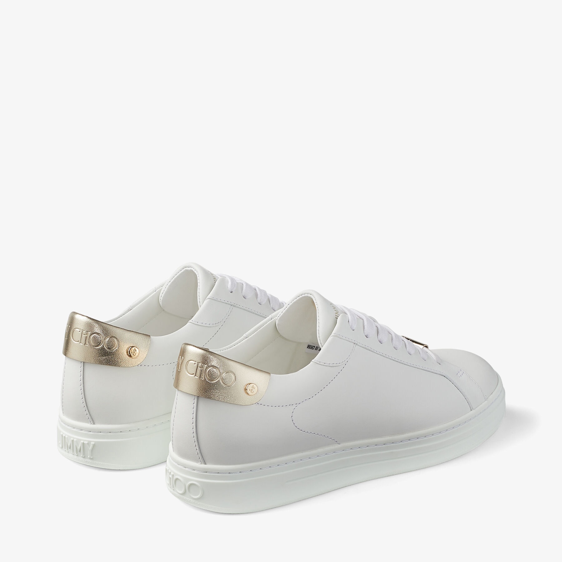 Rome/F
White Calf Leather and Champagne Metallic Nappa Low Top Trainers - 5