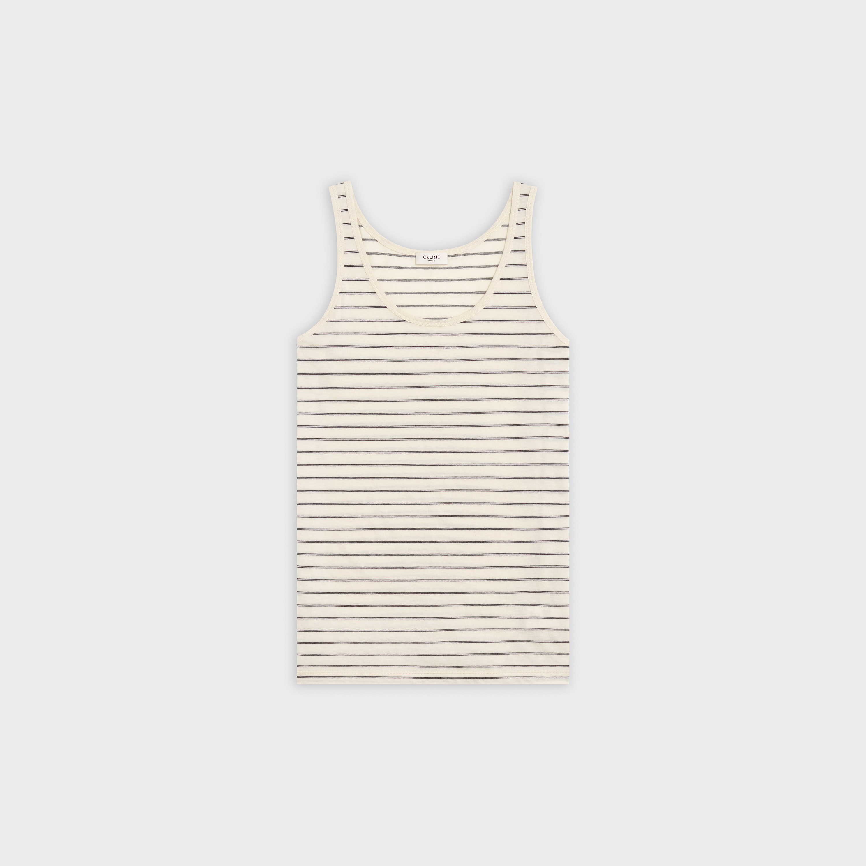 TANK TOP IN EMBROIDERED STRIPED COTTON - 1