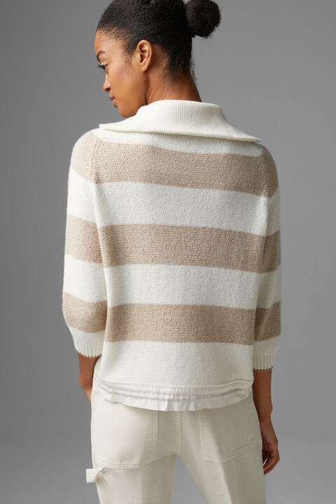 Dora half-zippered knit sweater in Off-white/Beige - 3