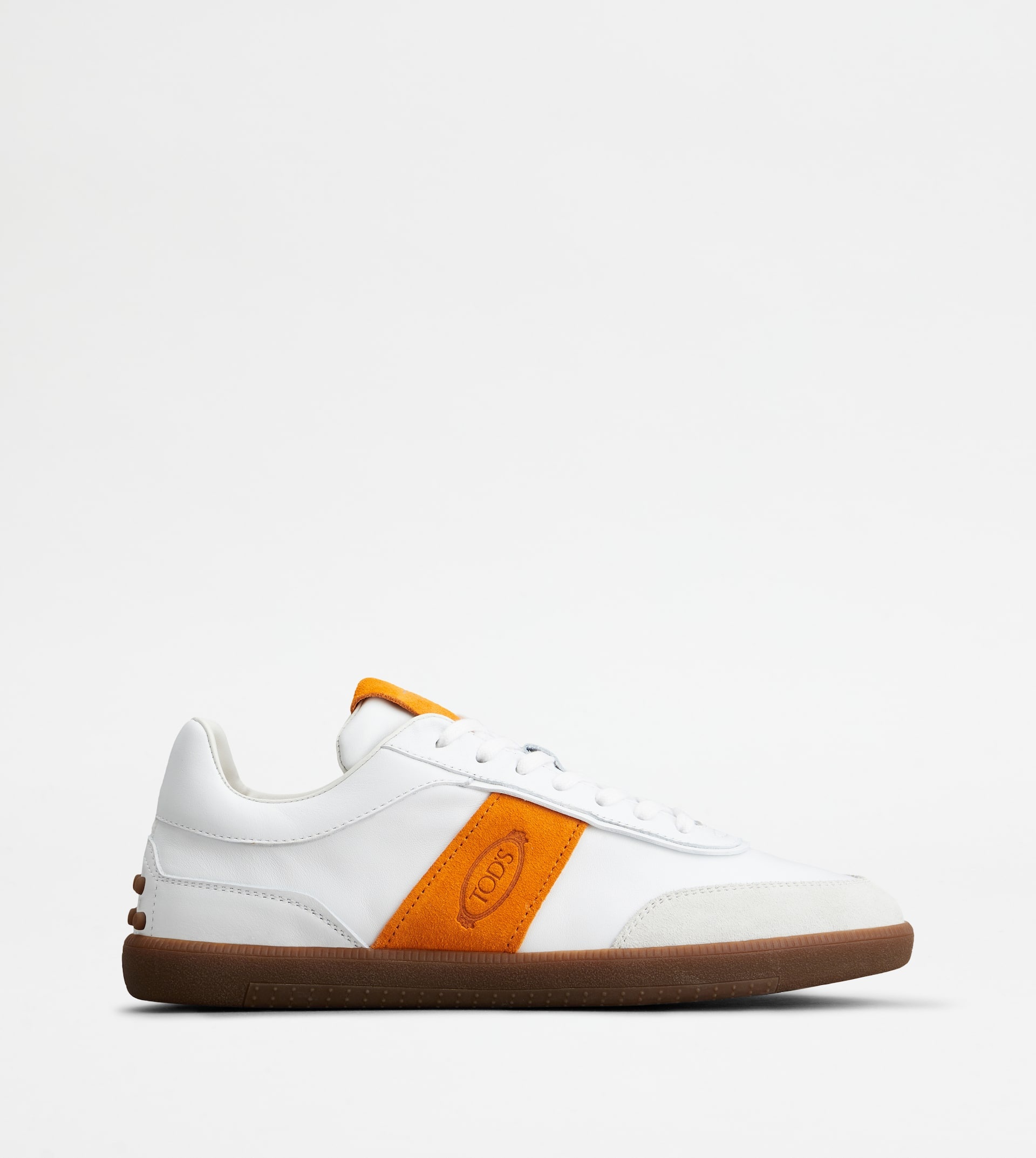 TOD'S TABS SNEAKERS IN SUEDE - WHITE, ORANGE - 1