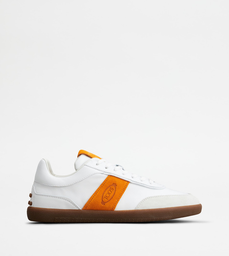 TOD'S TABS SNEAKERS IN SUEDE - WHITE, ORANGE 1