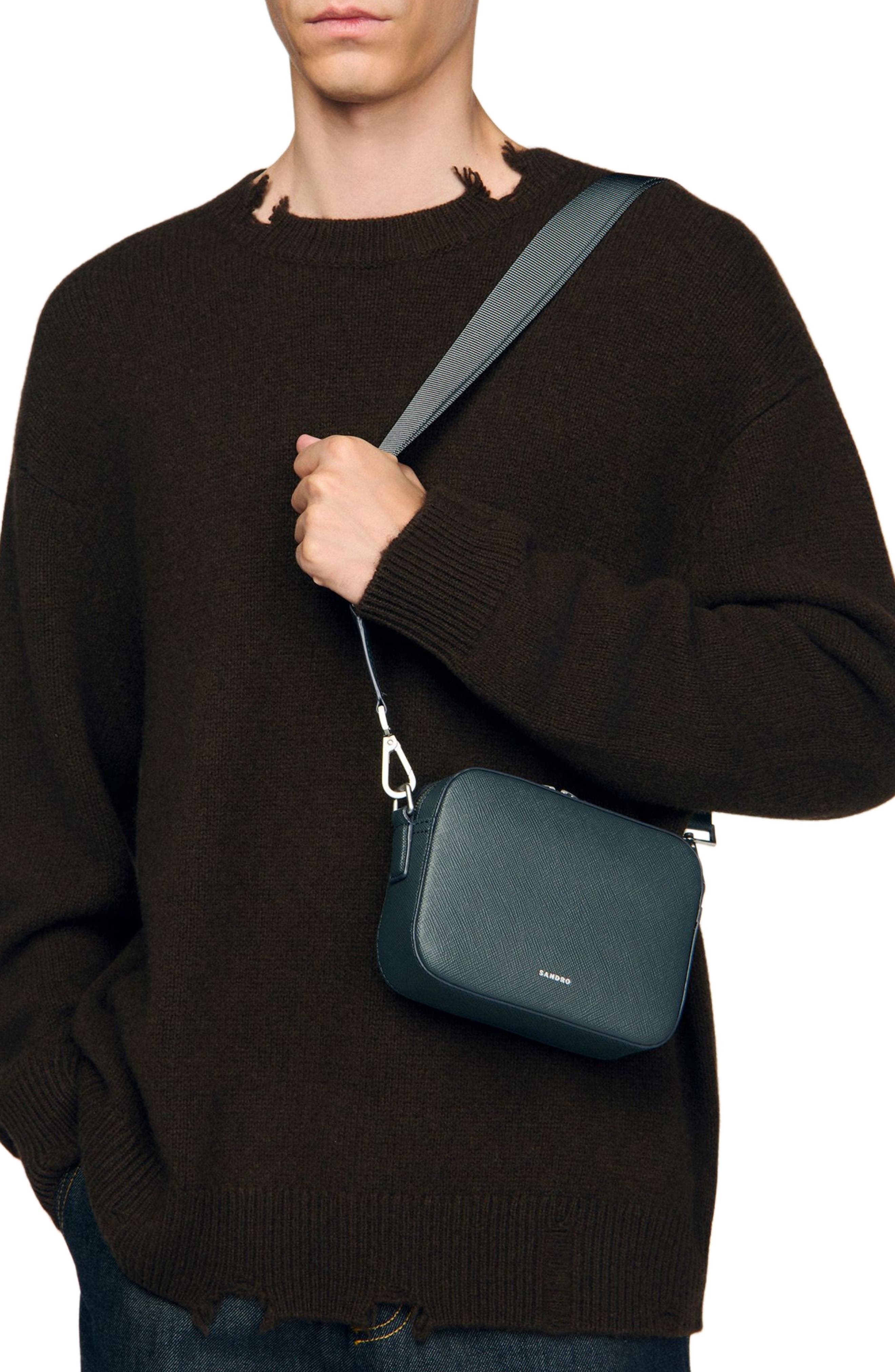 SANDRO Small reconstituted leather bag in Steel at Nordstrom - 4