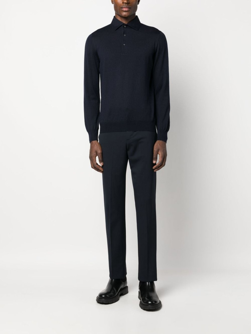 LARDINI fine-knit wool polo shirt outlook