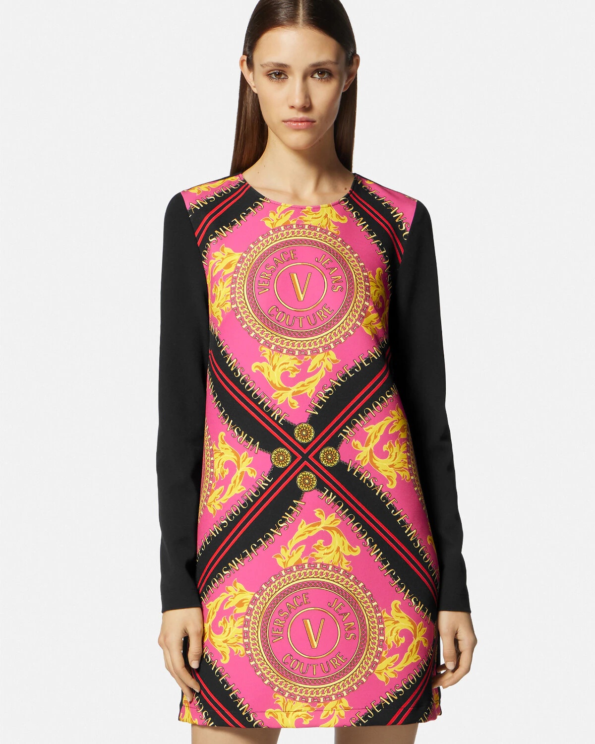 V-Emblem Chain Mini Dress - 3