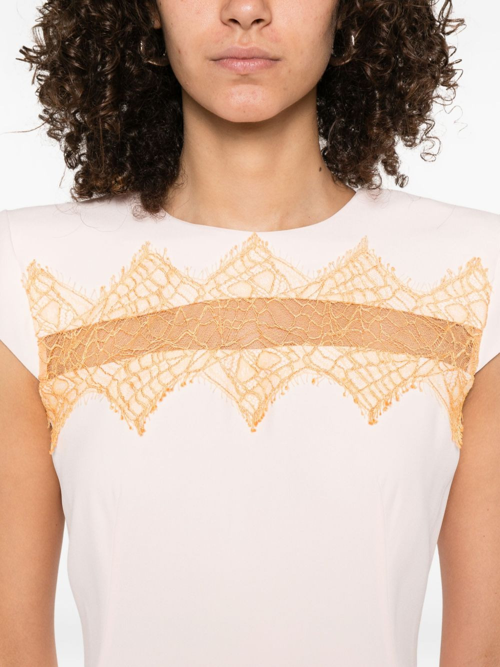 lace-insert midi dress - 5
