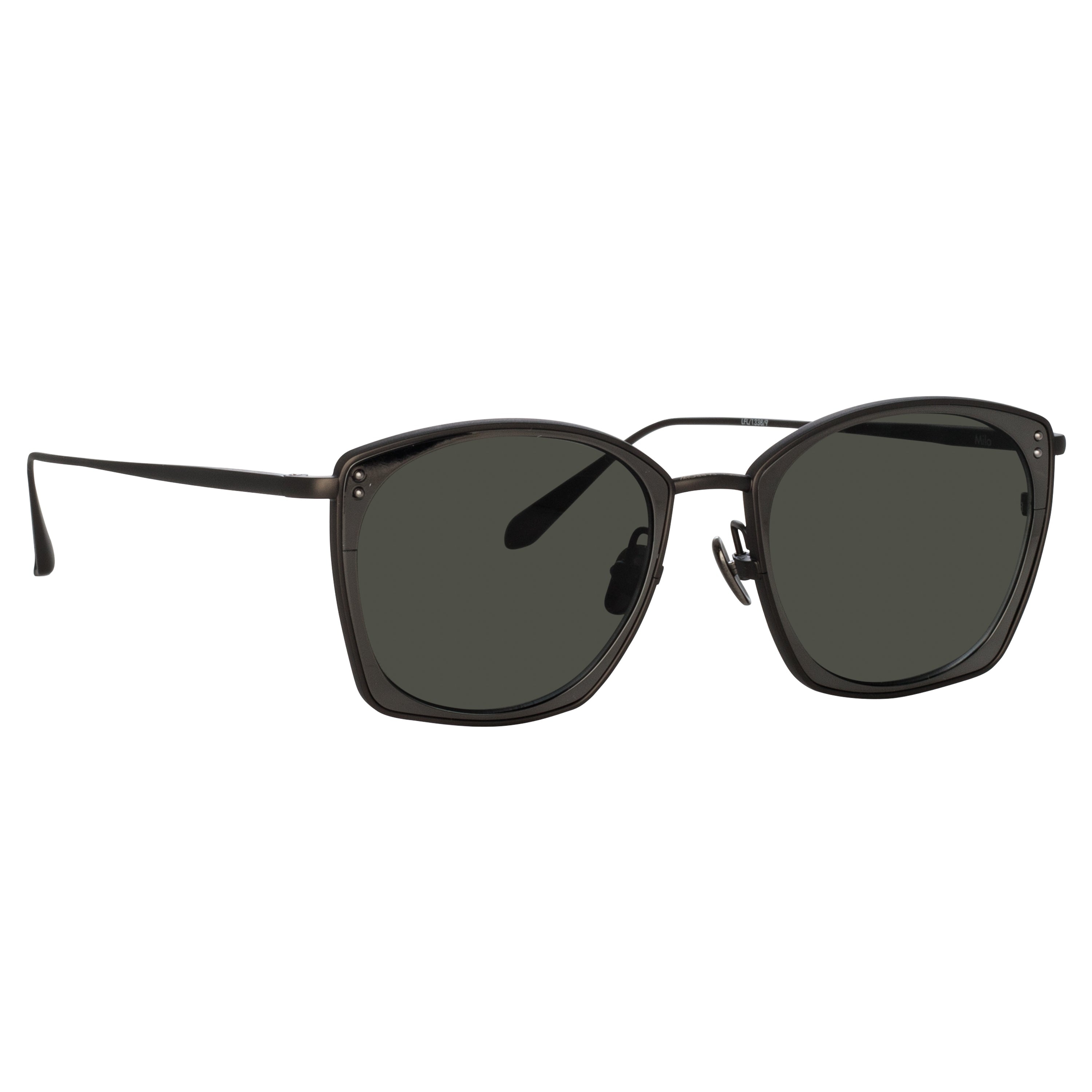 MILO SQUARE SUNGLASSES IN MATT NICKEL - 3