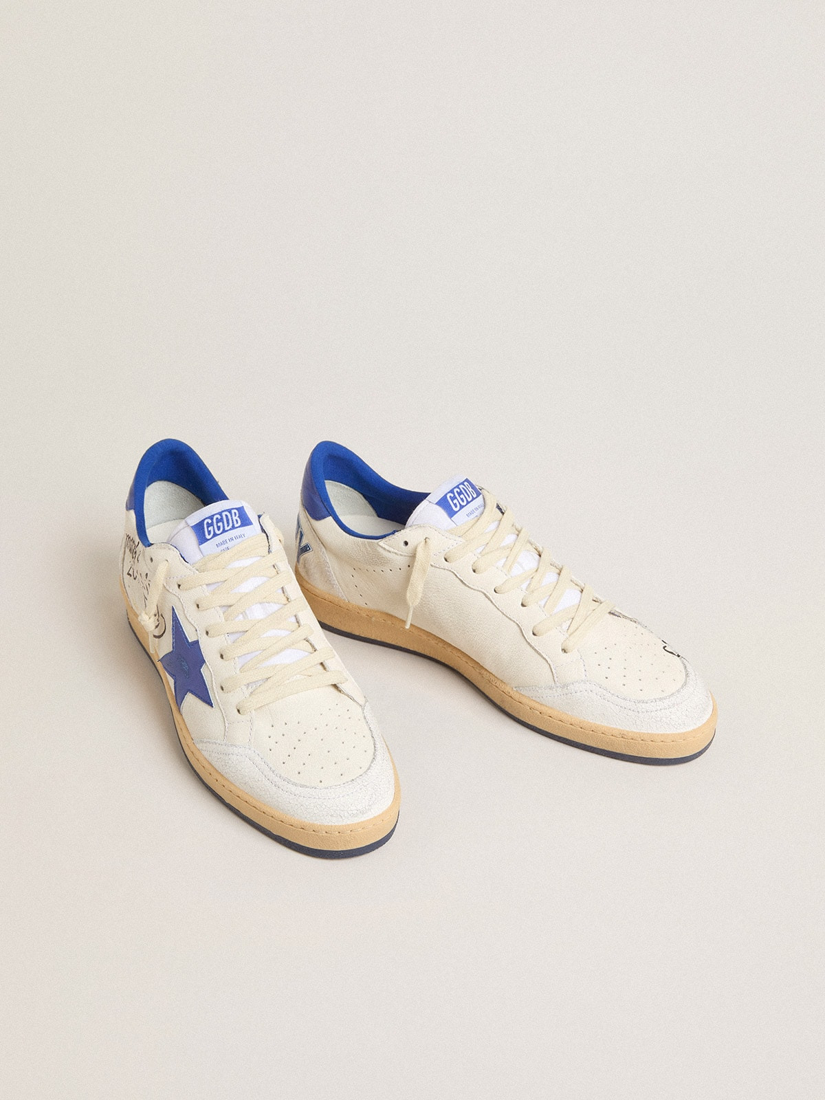 Ball Star Wishes in white nappa leather with a bright blue star and heel tab - 6