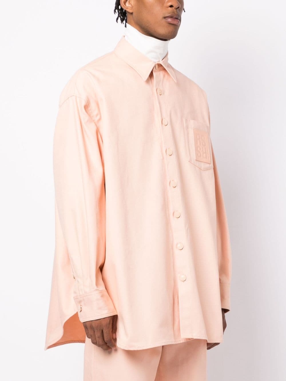 logo-patch cotton shirt - 3