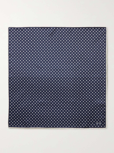 TOM FORD Contrast-Tipped Polka-Dot Silk-Twill Pocket Square outlook