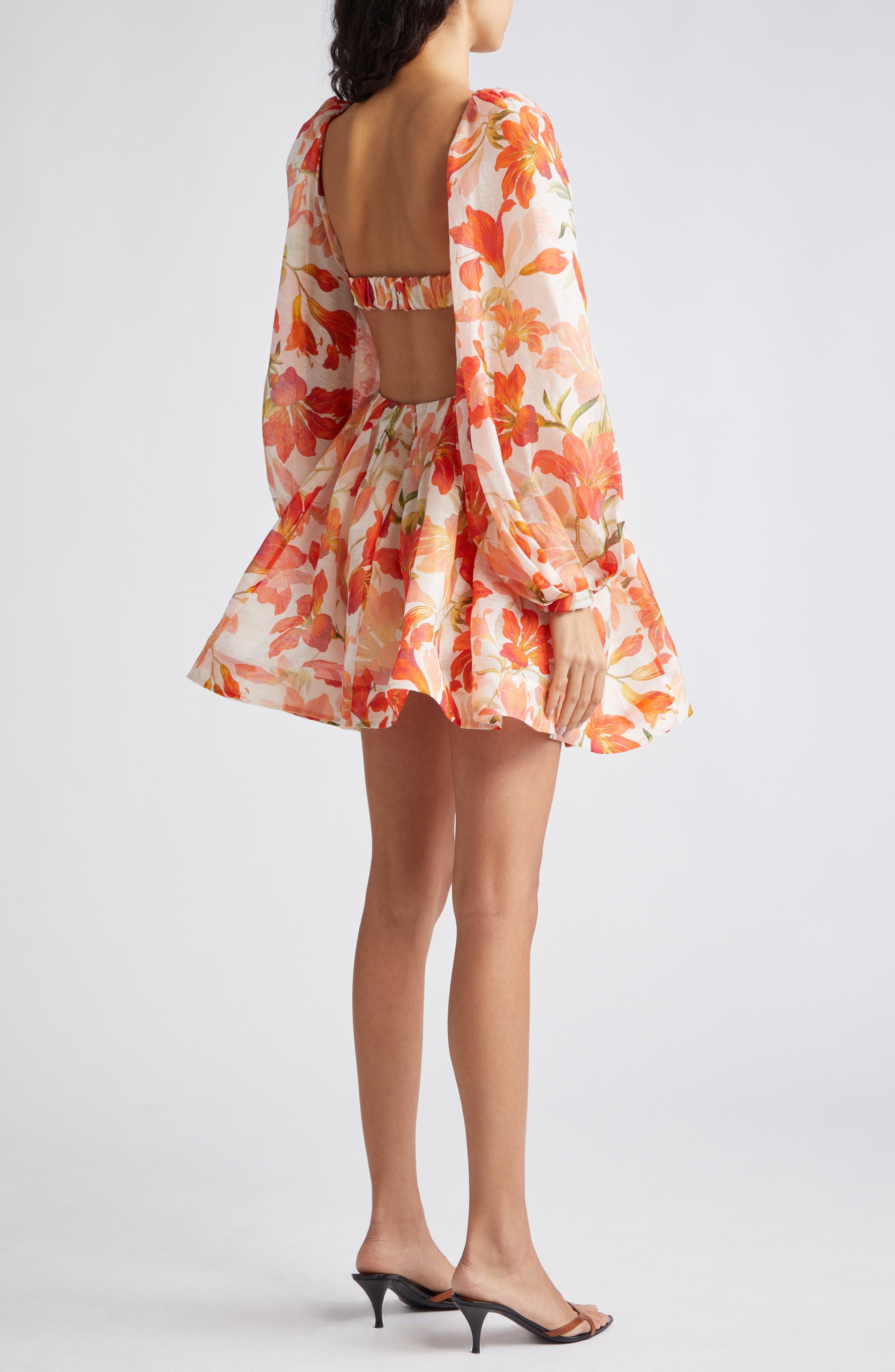 Tranquility Floral Long Sleeve Bralette Bodice Minidress - 2