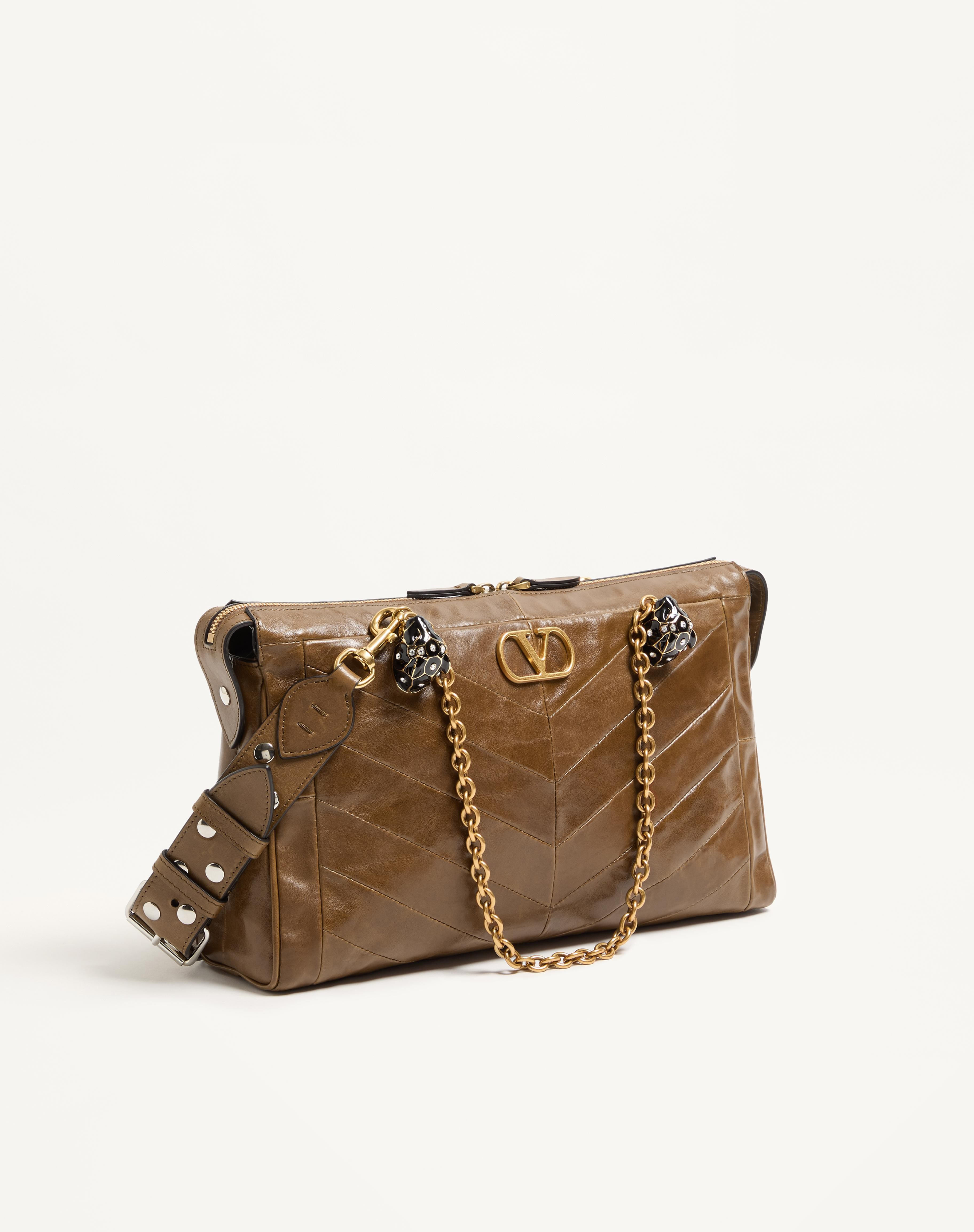 VALENTINO GARAVANI PANTHEA SHOULDER BAG IN NAPPA LEATHER WITH CHEVRON PATTERN - 3
