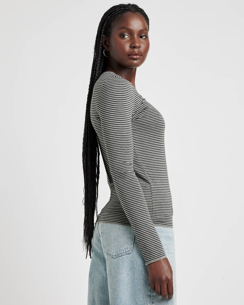 Striped Bamboo Blend Long Sleeve Tee 3