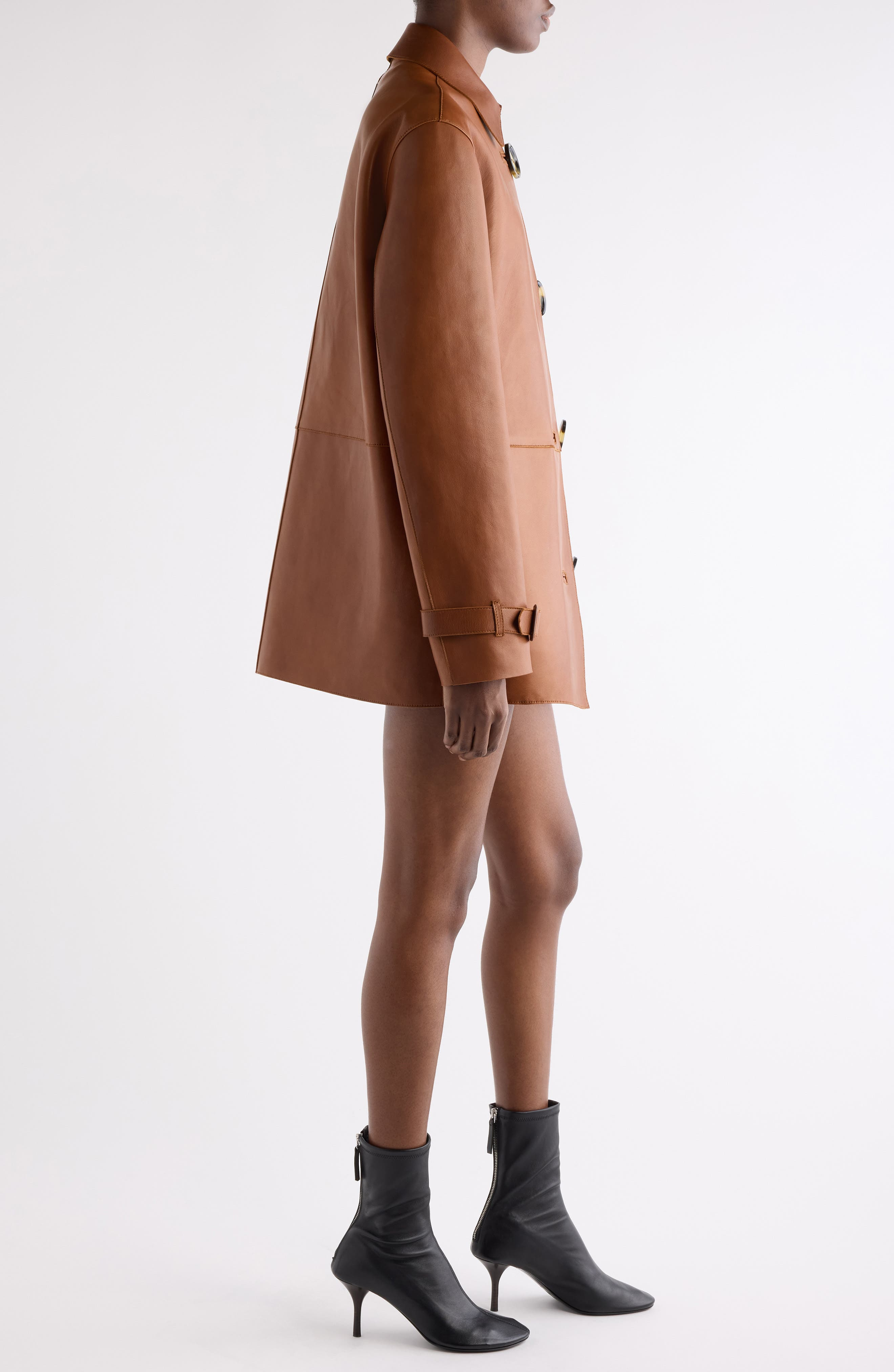 Acne Studios Lorassino Lambskin Leather Jacket in Cognac Brown at Nordstrom - 4