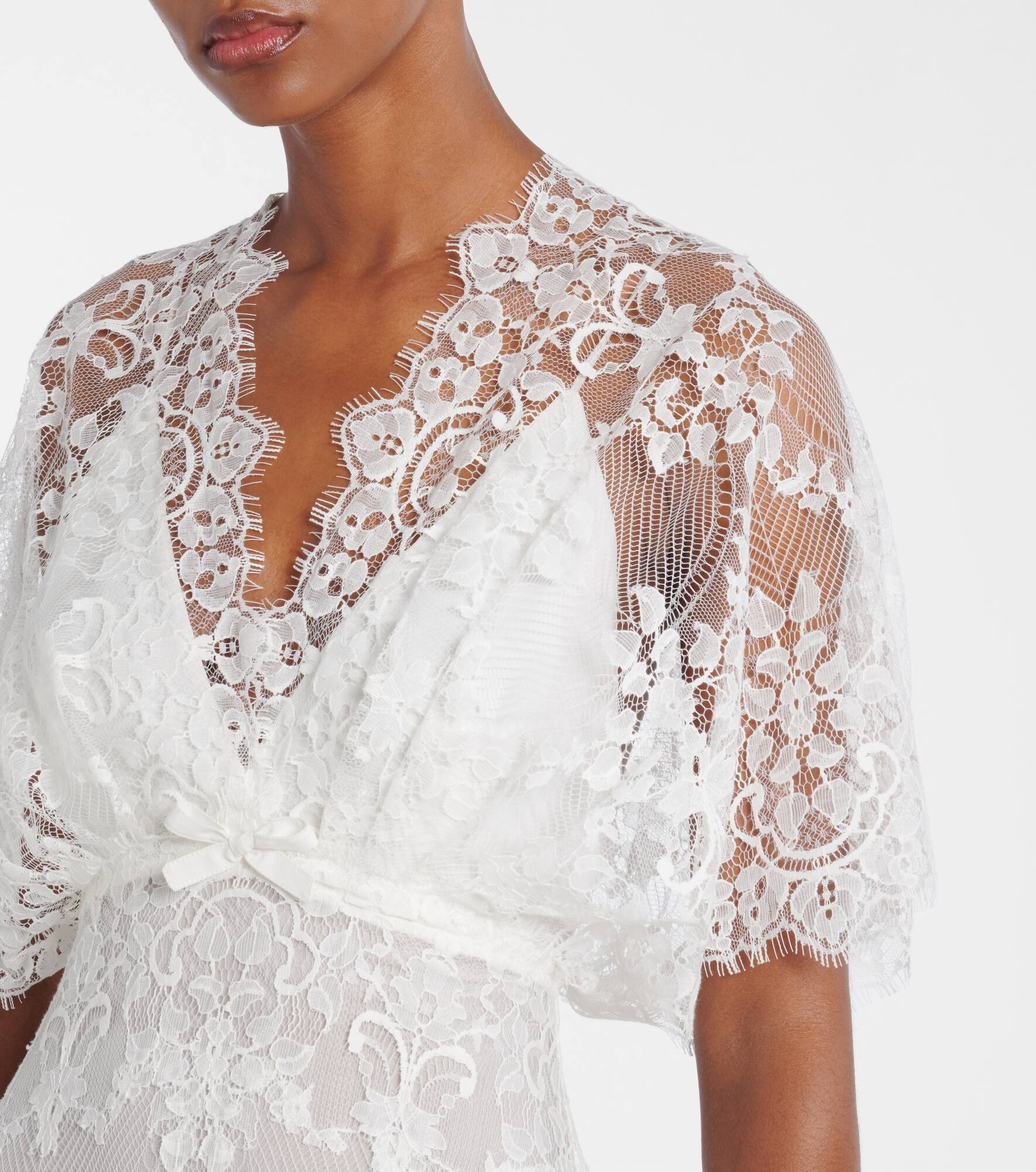 Bridal embroidered cotton-blend lace gown - 4