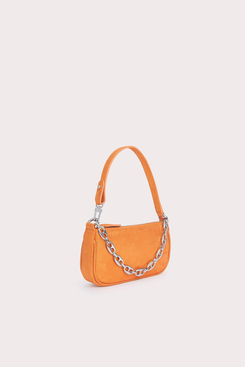 BY FAR Mini Rachel Burnt Orange Jeans Lame Leather outlook
