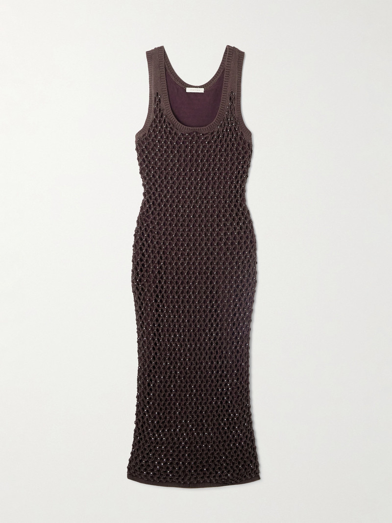 Emin Crystal-embellished Crocheted Cotton-blend Midi Dress 1