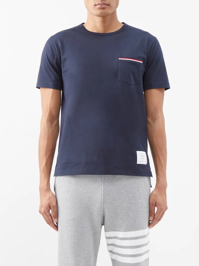 Tricolour-stripe cotton-jersey T-shirt - 1