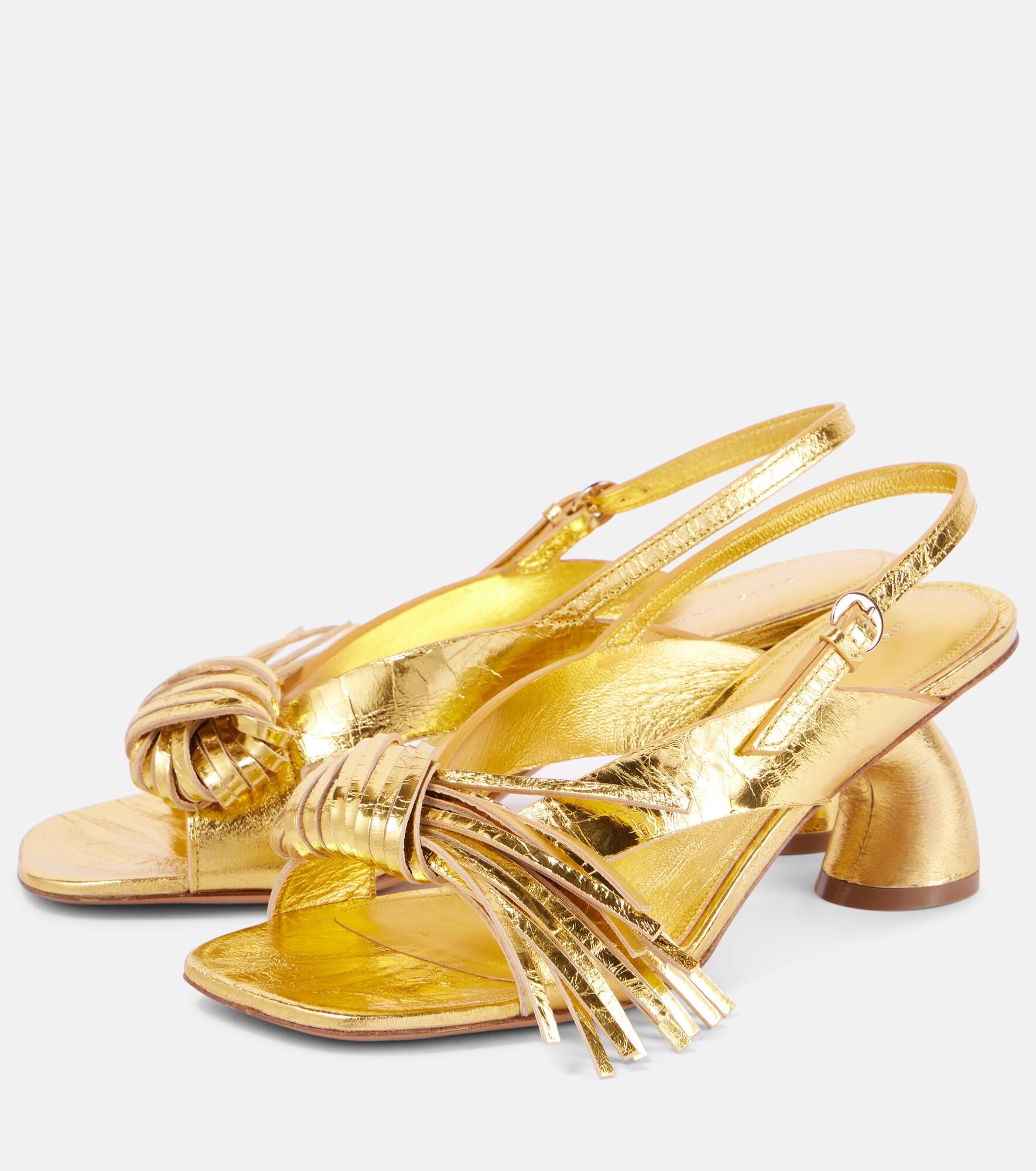 Metallic leather sandals - 5