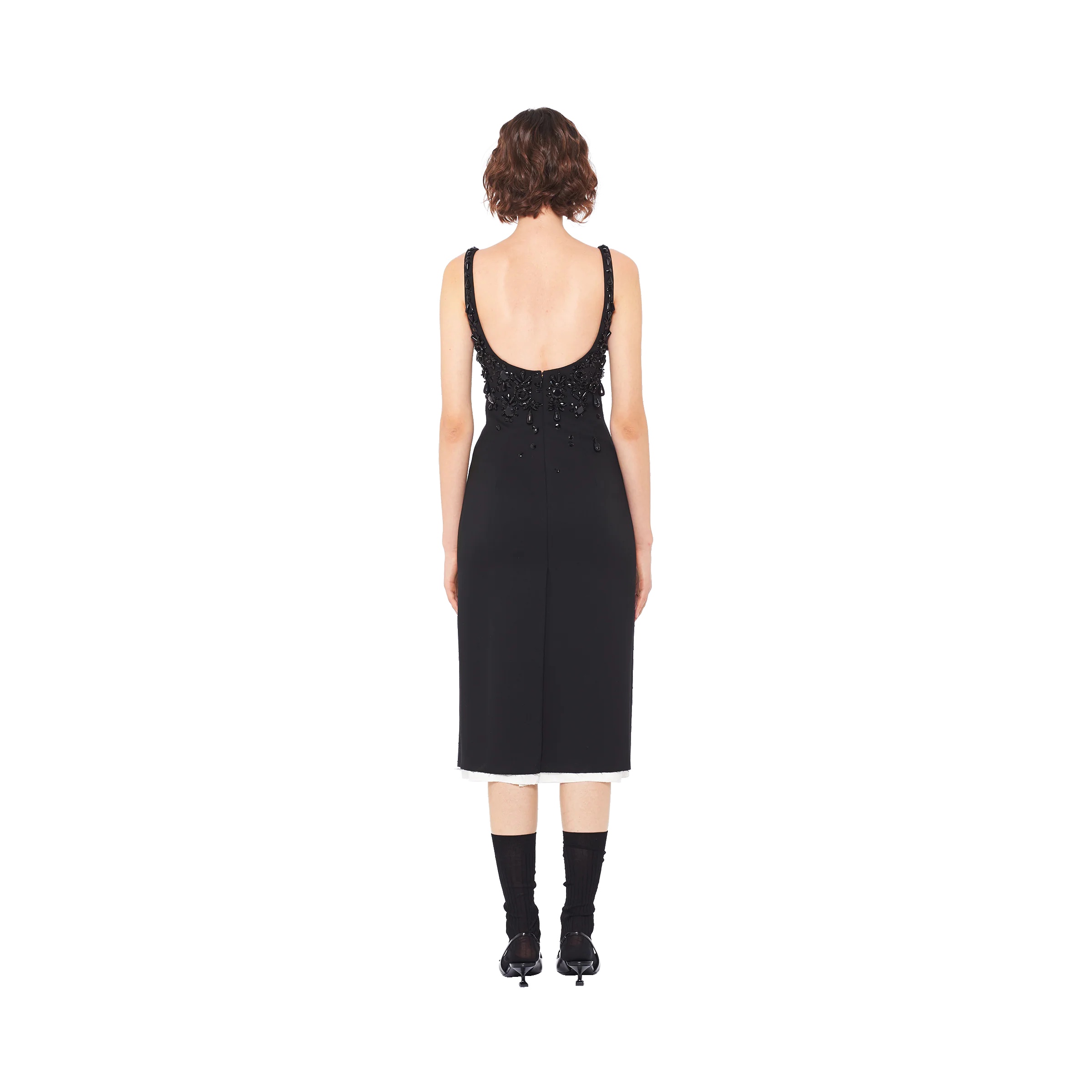 Embroidered grain de poudre dress - 4