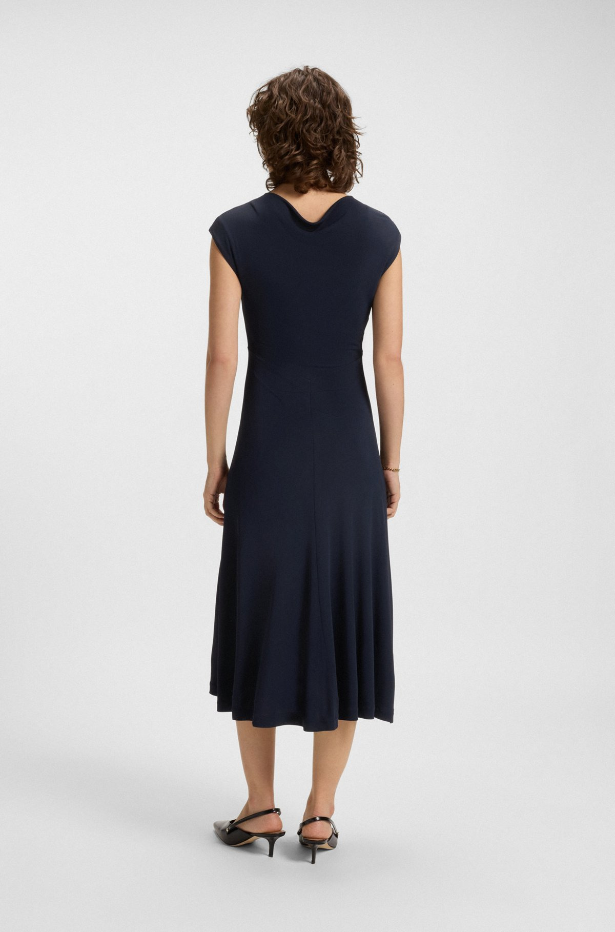 SLEEVELESS DRESS IN MATTE JERSEY WITH SEAMING DETAILS - 5