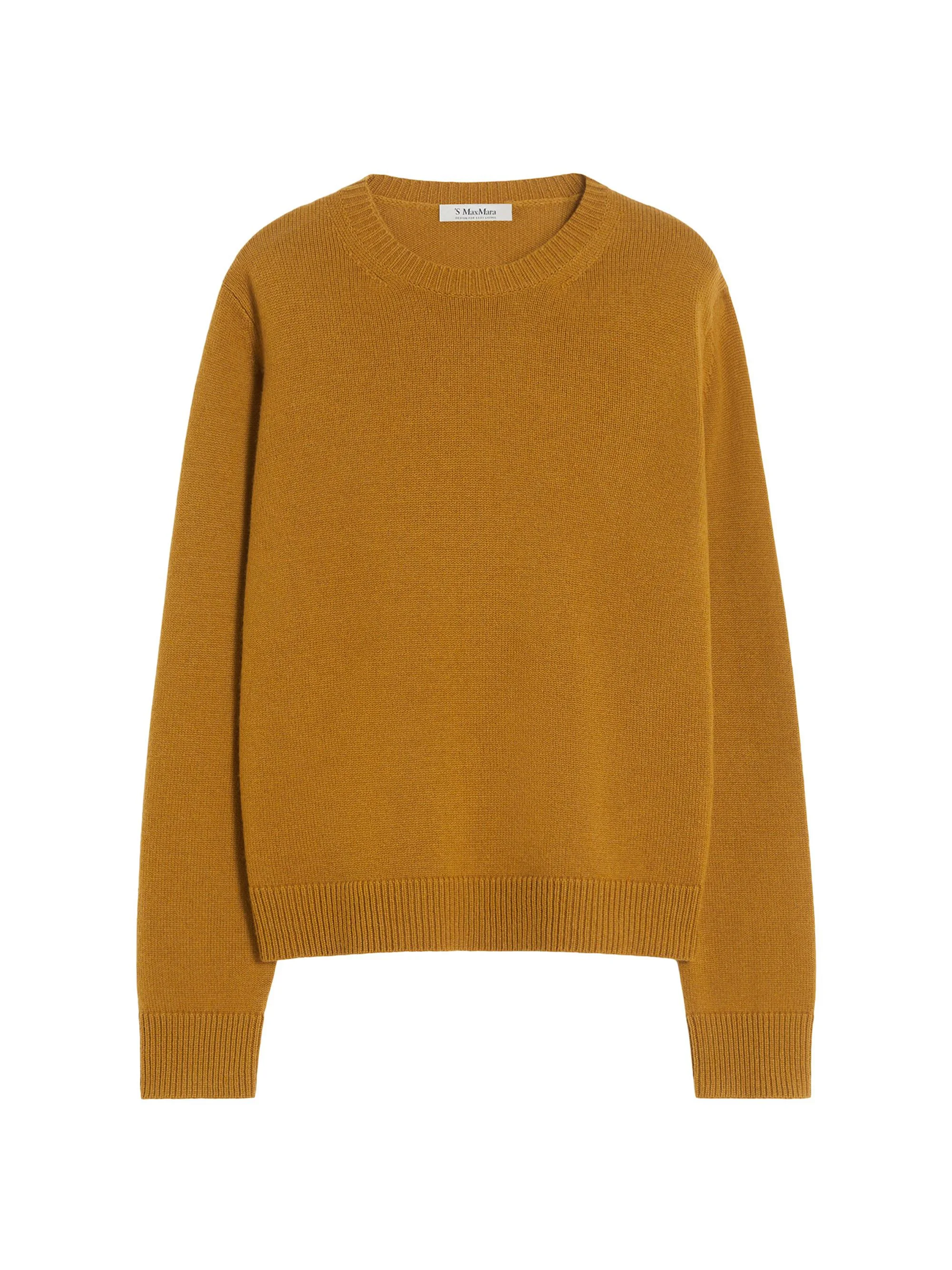 Women's Wool and Cashmere Sweater with Patch Detail - Mustard - 1