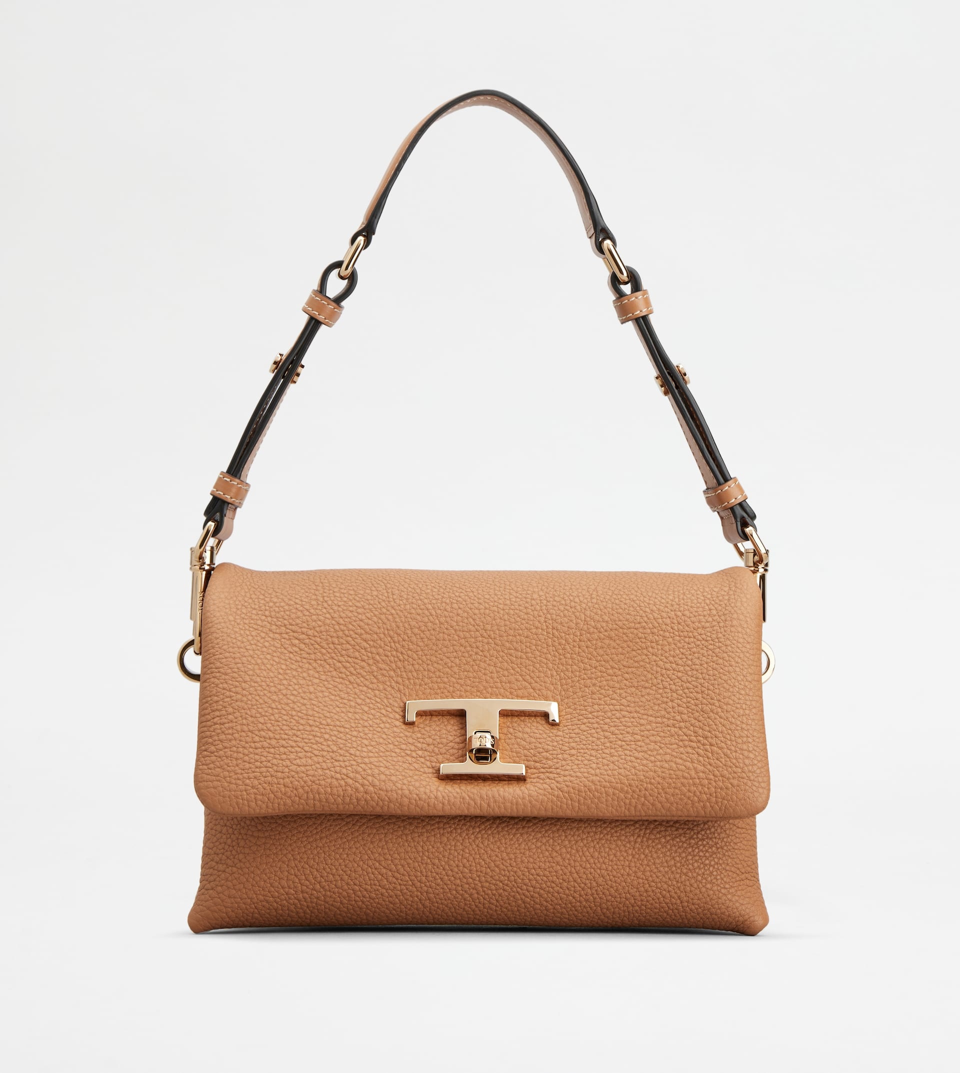 T TIMELESS FLAP BAG IN LEATHER MINI - BROWN - 1