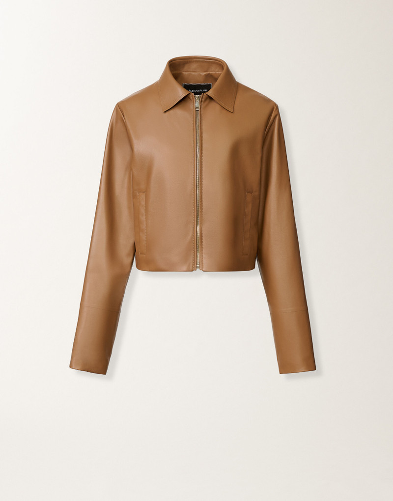 Boxy jacket in lissé nappa 1