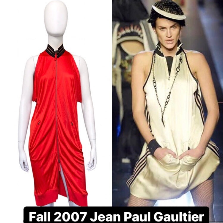 Jean Paul Gaultier fall 2007 red bomber zip dress - 2