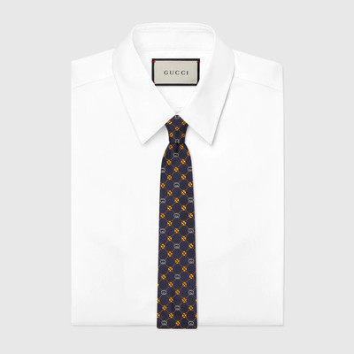 GUCCI Interlocking G and clover silk tie outlook