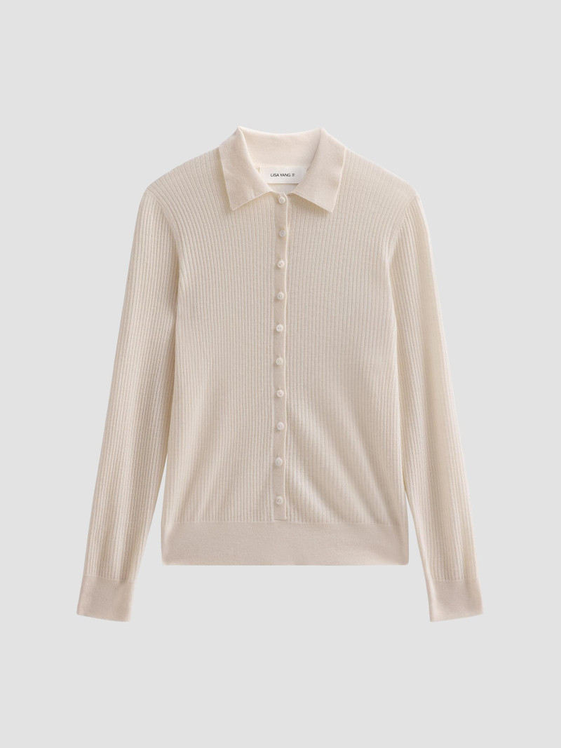 Women's Agata Cashmere Cardigan Shirt - Ivory 1