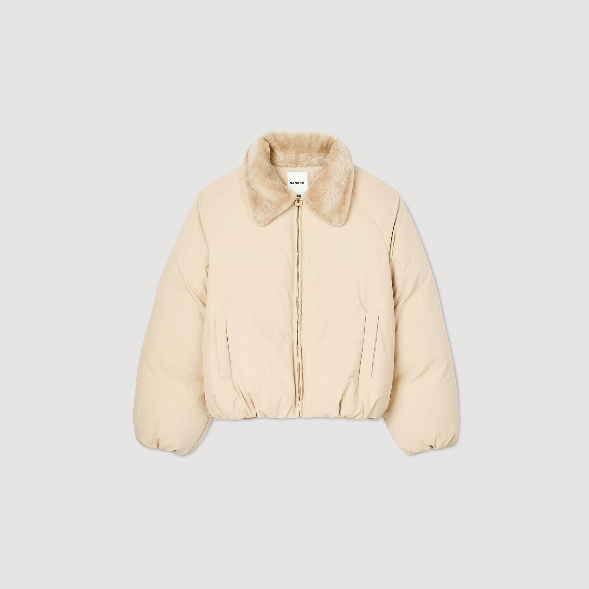 PUFFER JACKET WITH SHEARLING COLLAR - 6