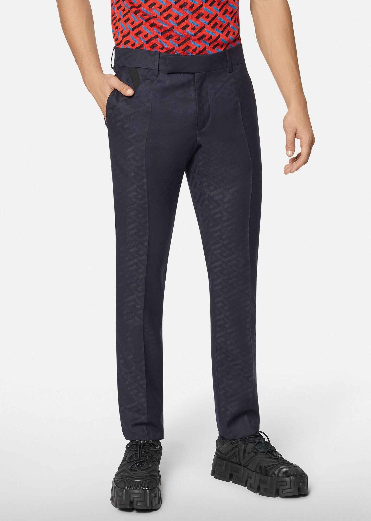 La Greca Wool Jacquard Pants - 2