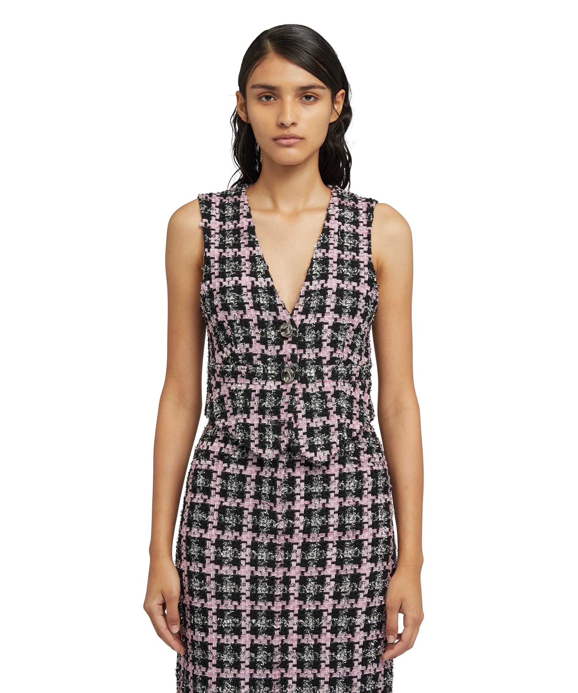 Vest with "Lurex Check Tweed" motif - 2