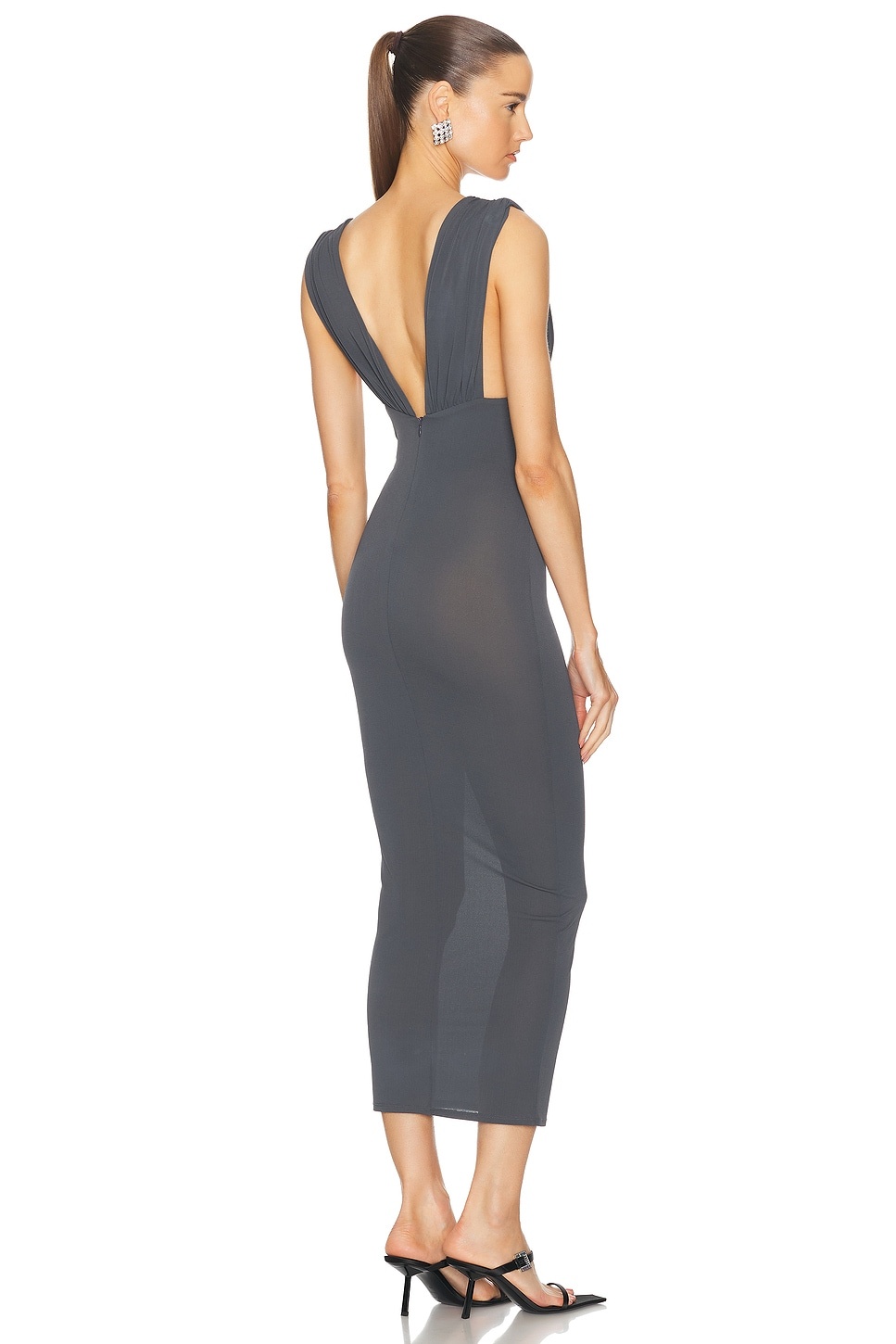Ruched V Neck Dress - 3