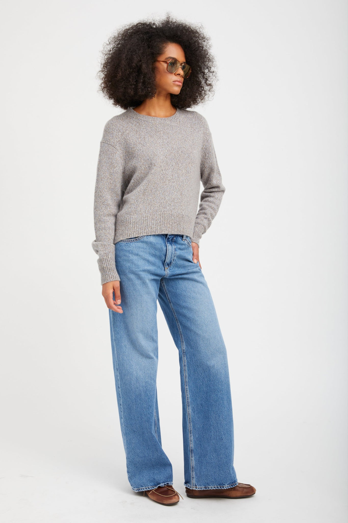 HEATHER GREY CASHMERE CHARLIE SWEATER - 4