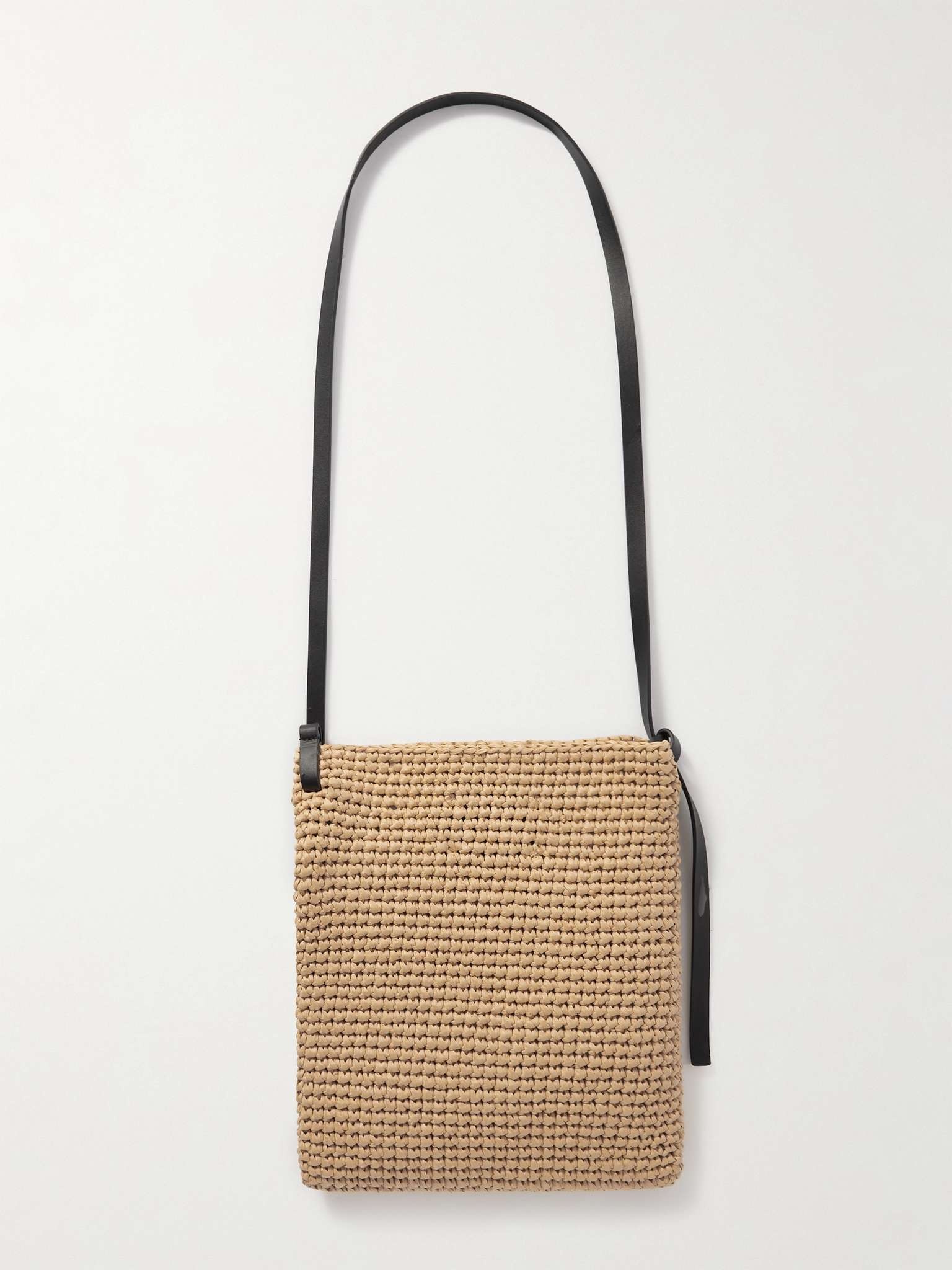 Leather-Trimmed Raffia Messenger Bag - 4