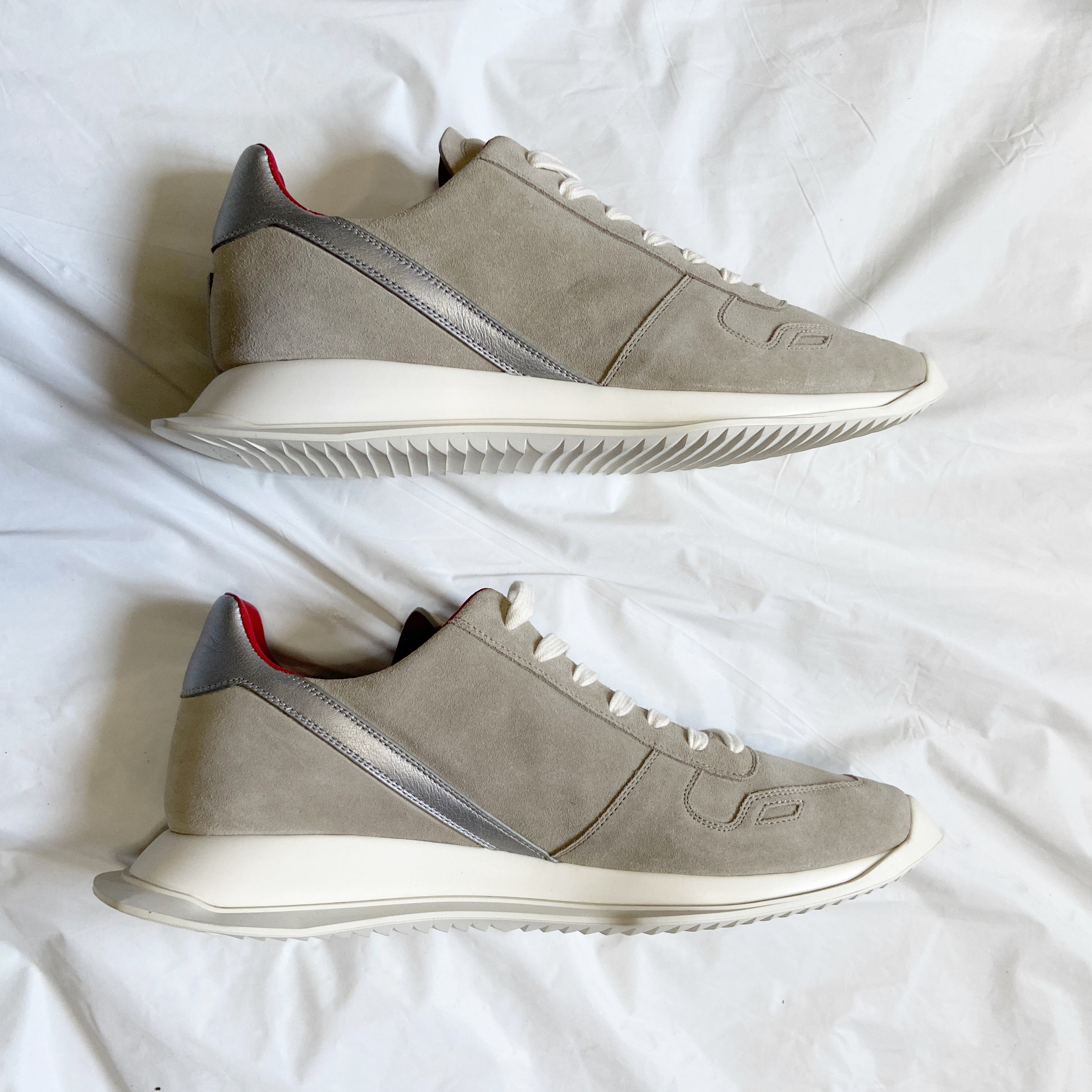 BWN Rick owens fw19 larry bwnt vintage runners pearl silver grey 42 - 4