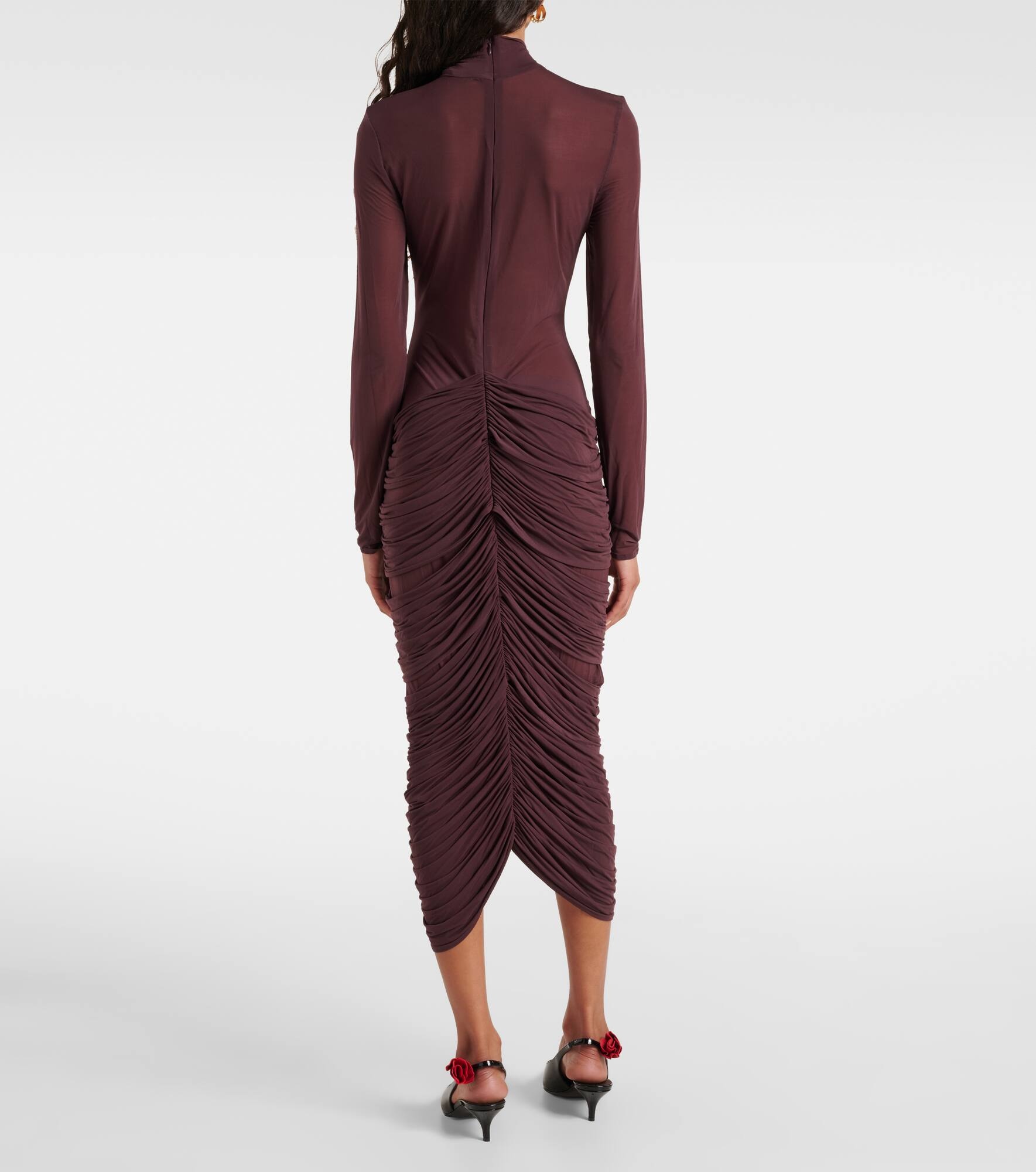 Floral-appliqué midi dress - 3