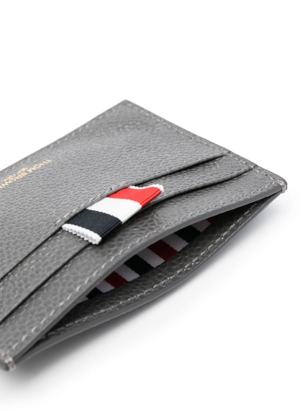 grosgrain-tab leather cardholder - 3