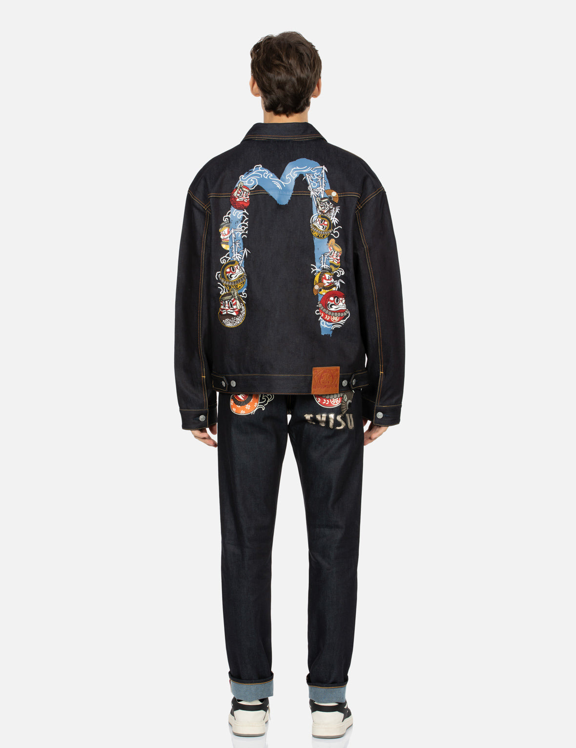 KUMADORI DARUMA DAICOCK PRINT AND EMBROIDERY LOOSE FIT DENIM JACKET - 5