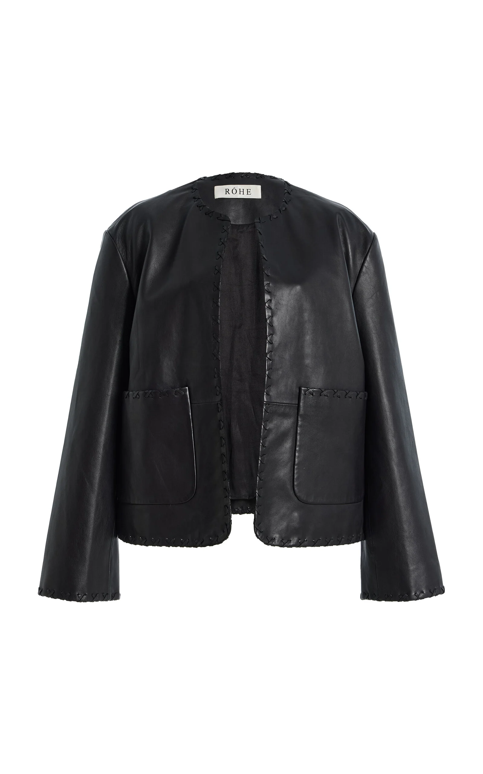 Blanket-Stitched Leather Jacket - 1