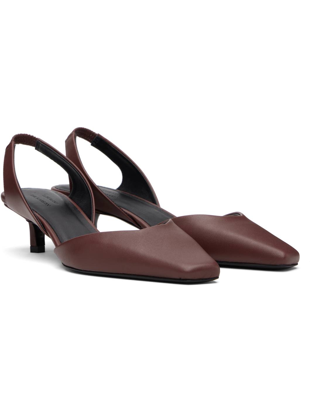 Burgundy Akila LDS Leather Slingback Heels - 4