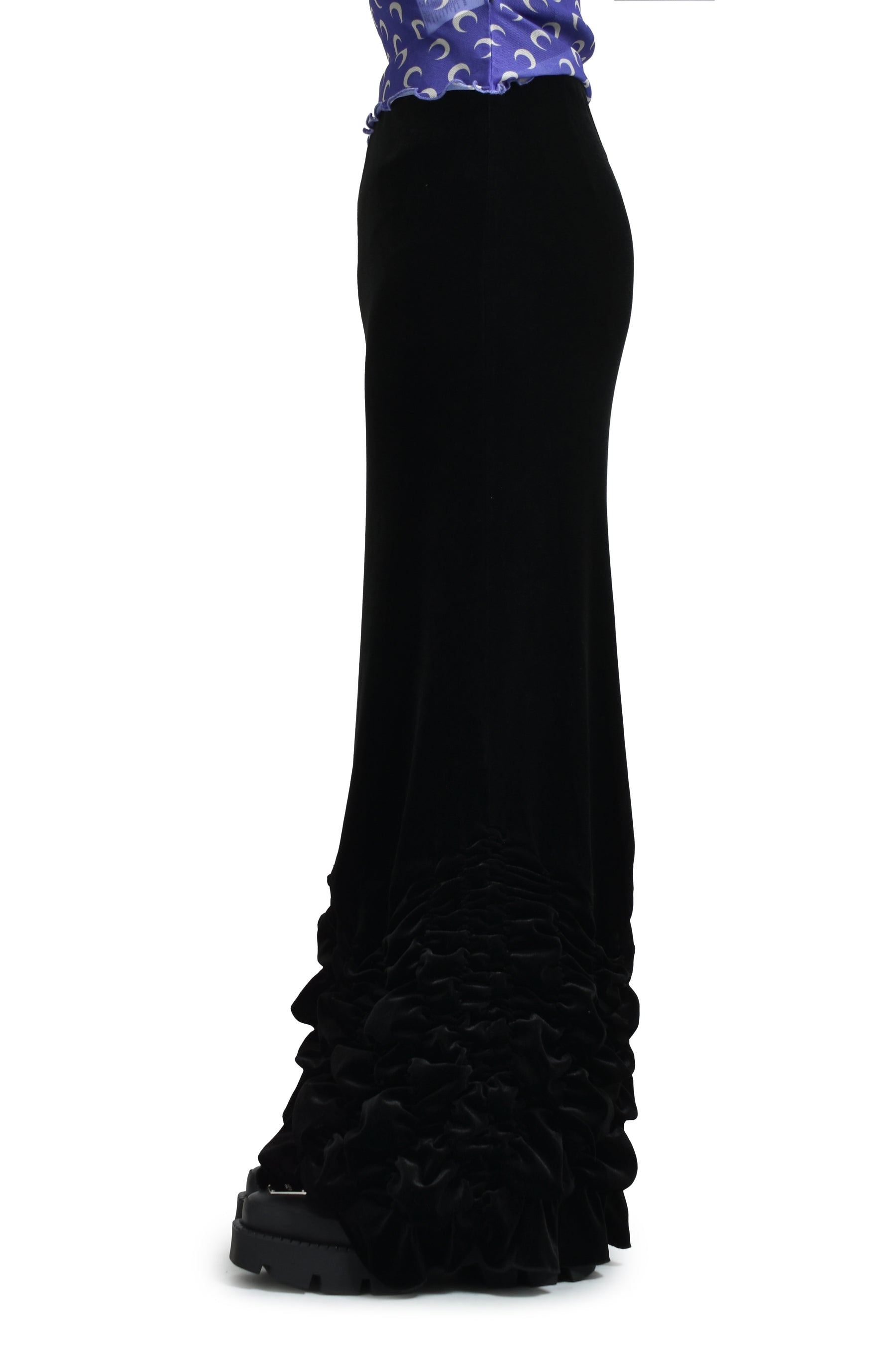 VELVET SMOCK SKIRT / BLK - 3
