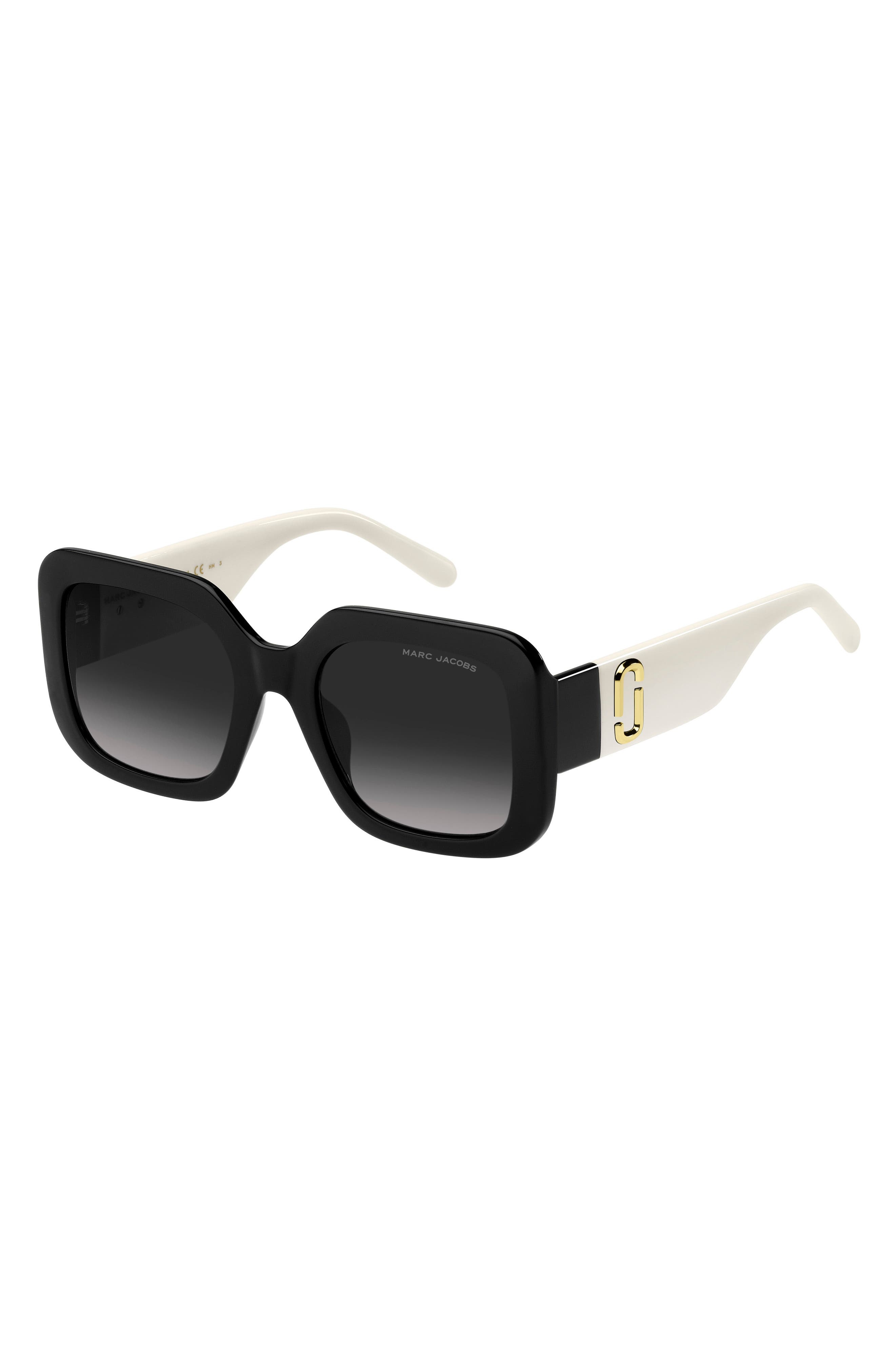 Marc Jacobs 53mm Gradient Polarized Square Sunglasses in Black White/Grey Shaded at Nordstrom - 2