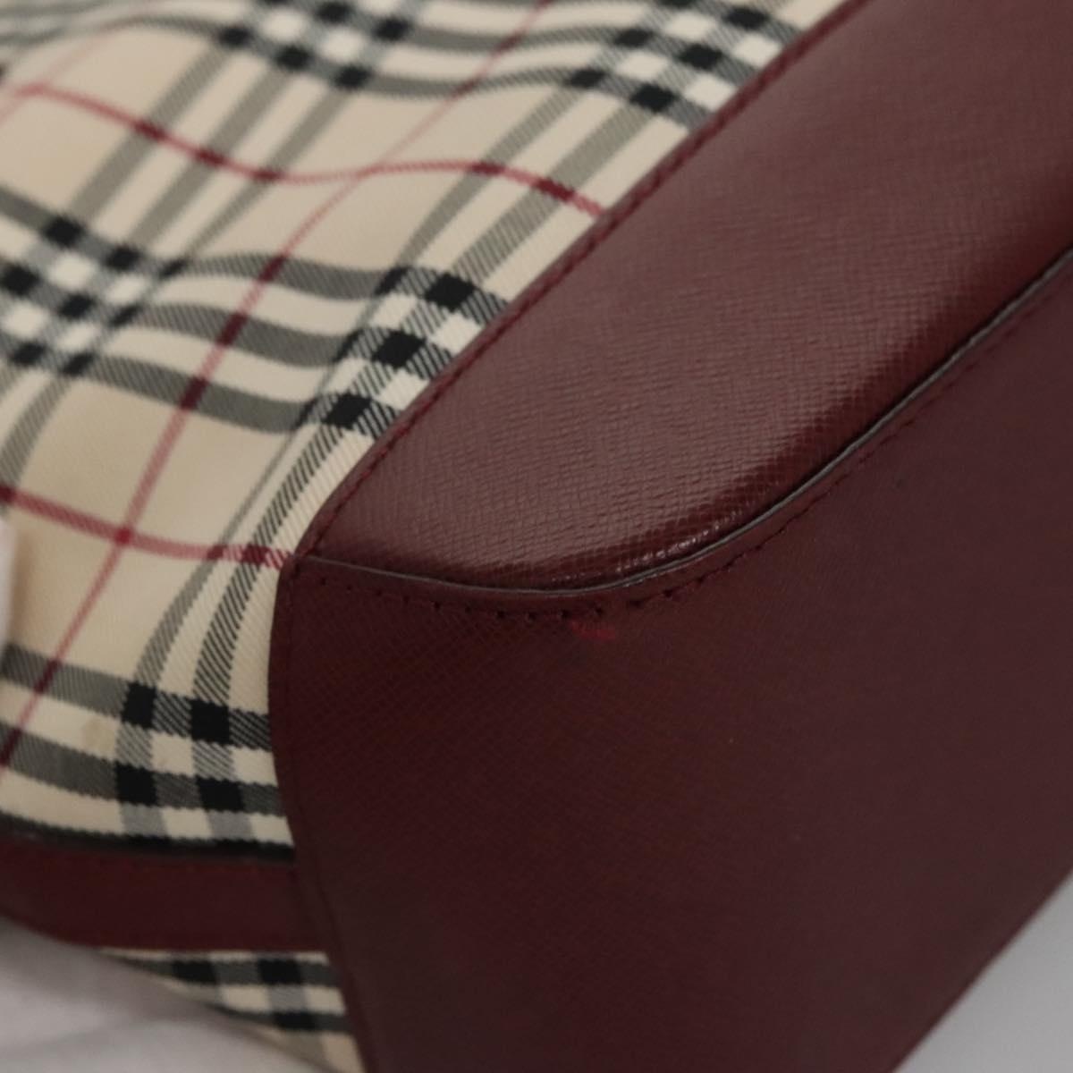 Burberry Nova Check Tote Bag Canvas Leather Beige Red Gold - 16