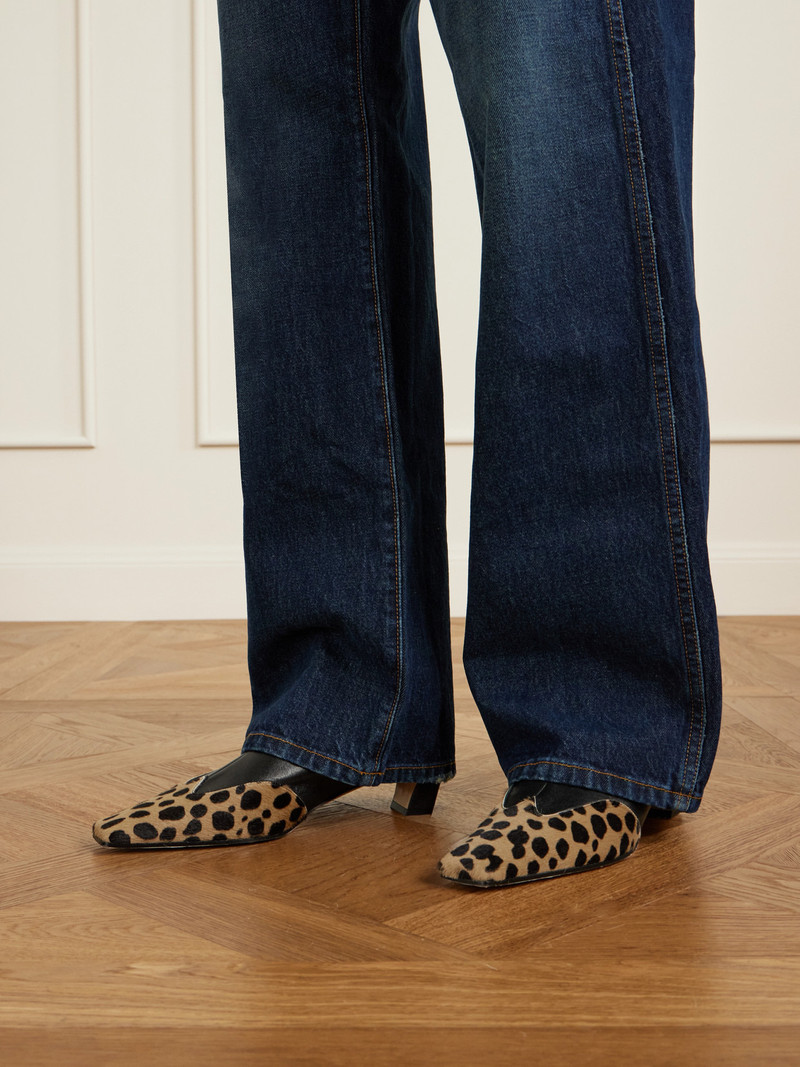 KHAITE Nevada Leather And Leopard-print Calf Hair Ankle Boots outlook